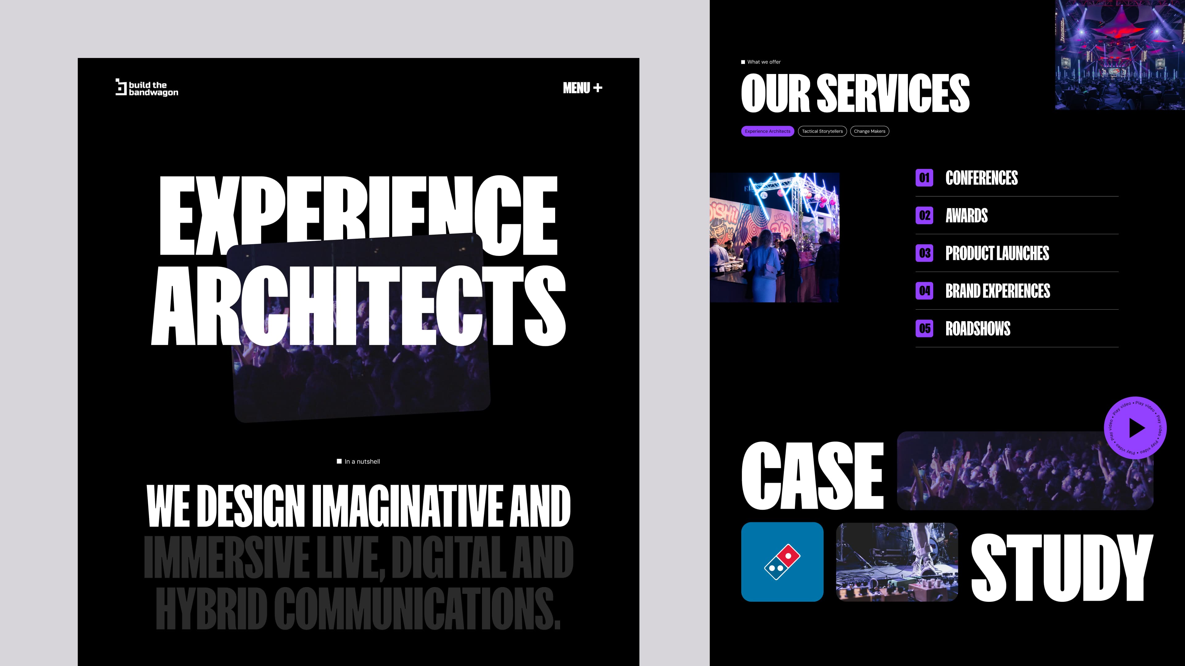 An in-situ mock up of the Build The Bandwagon service page 'Experience Architects'