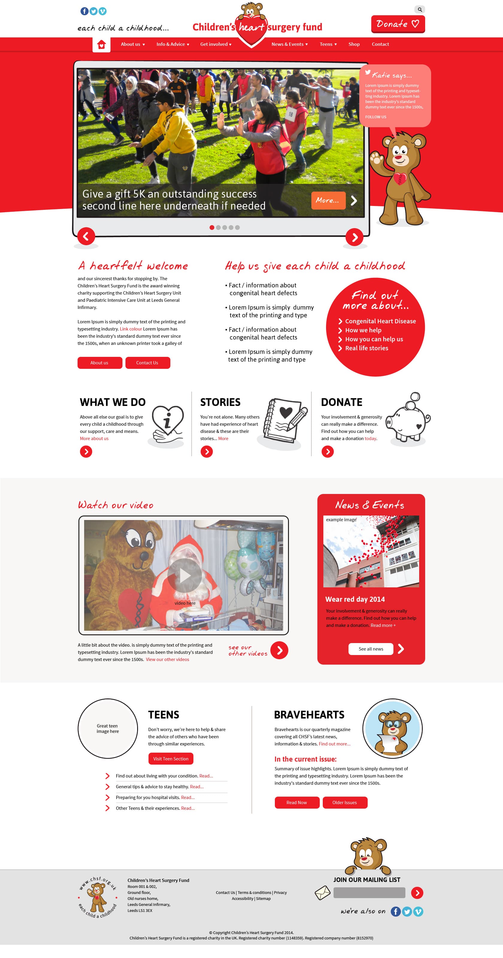 Picture of children's heart surgery website