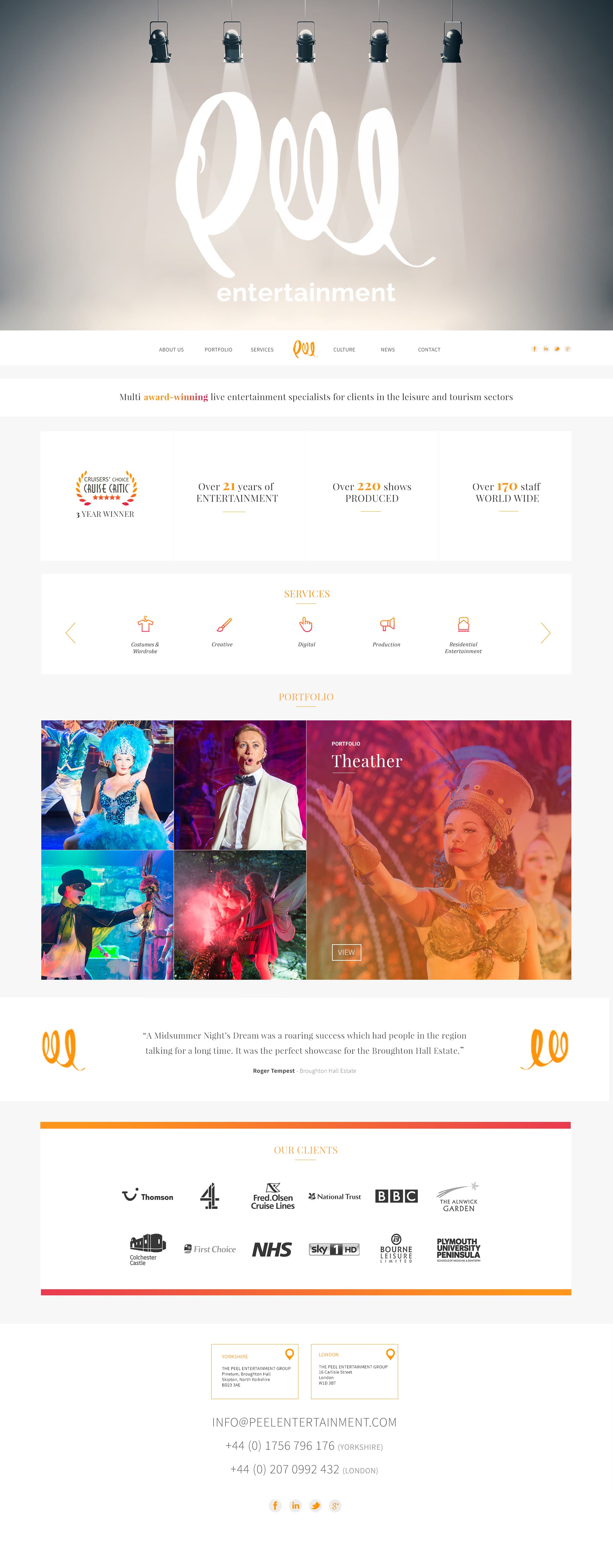 Peel entertainment website 