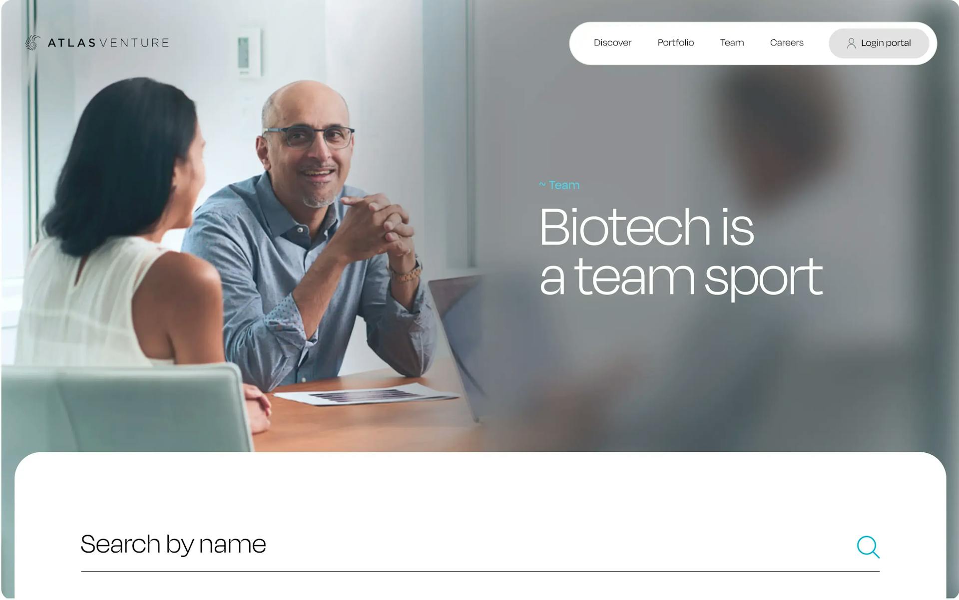 Screenshot of team page on Atlas Venture website