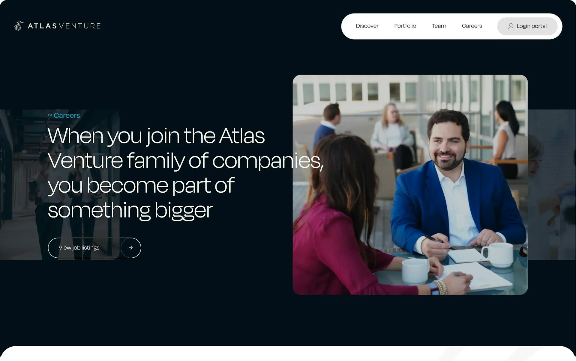 Screenshot of image carousel on Atlas Venture website