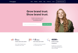 screenshot of website