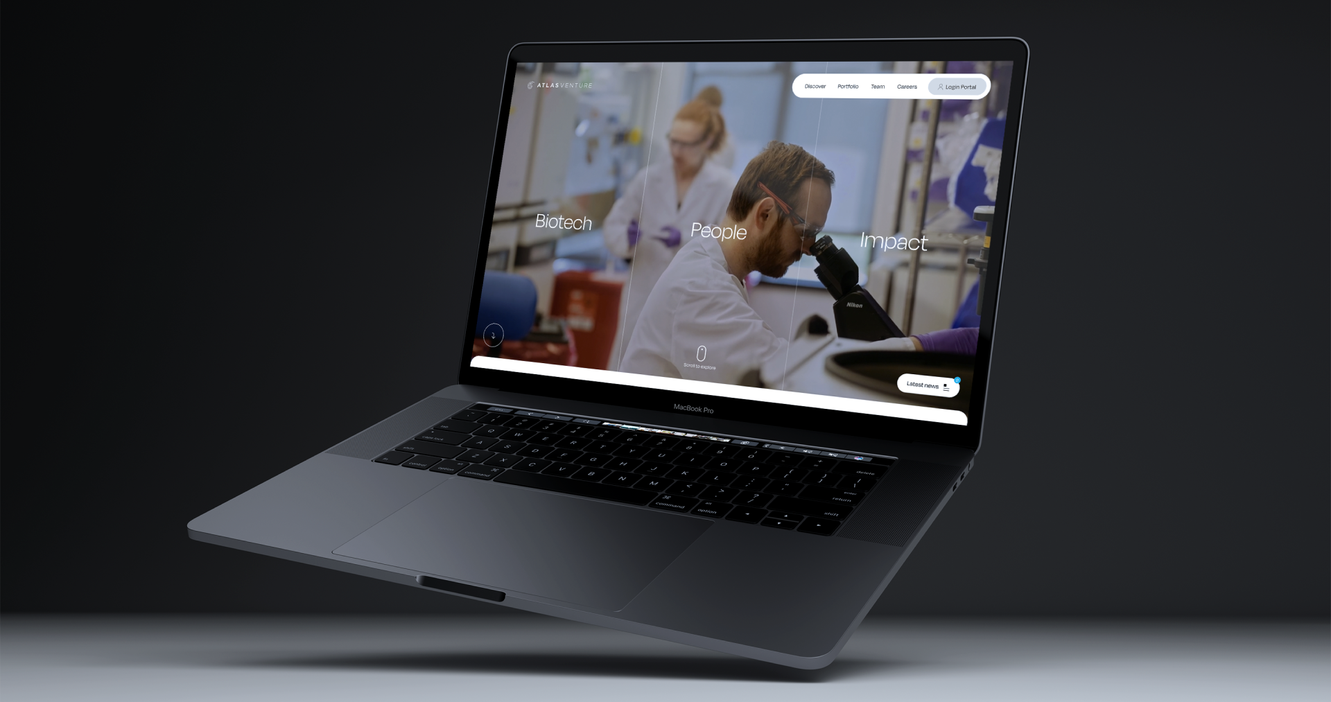 Atlas Venture website on a laptop