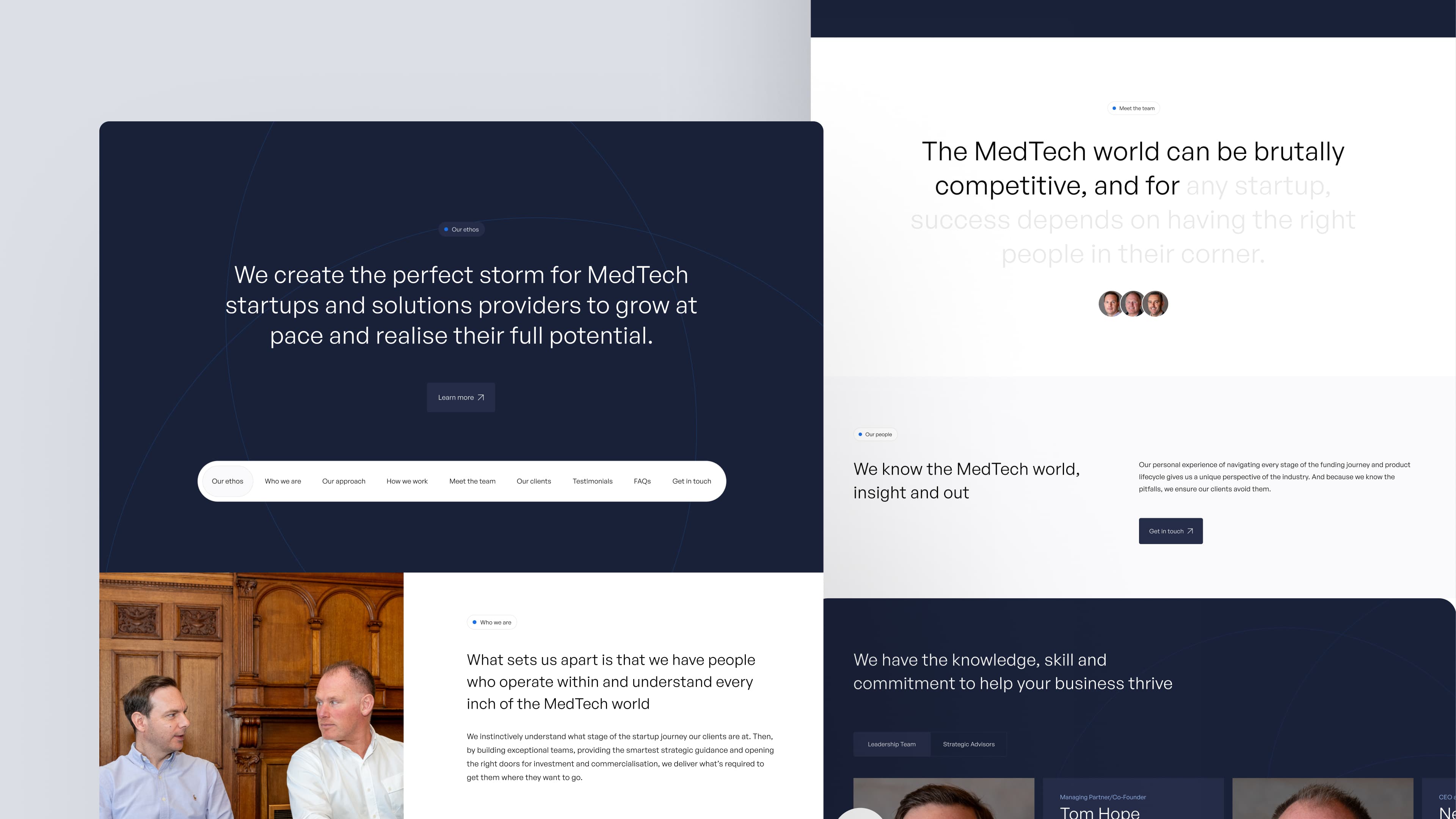 A selection of web design layouts for the Tricardia website